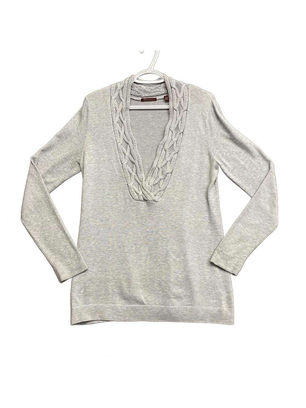 Vintage Y2K 525 America Womens Grey Shaker Knit Sweater with Cable Detail Size M